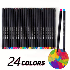 24pcs Colorful Fine Point Pens Set for Journaling Writing Drawing - 0.4mm Tip