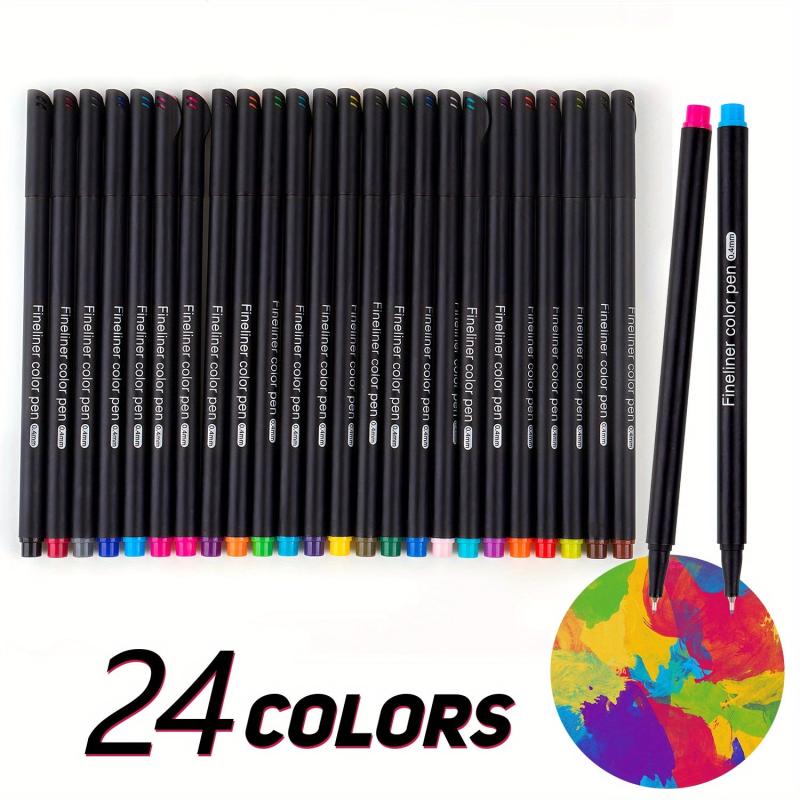 24pcs Colorful Fine Point Pens Set for Journaling Writing Drawing - 0.4mm Tip