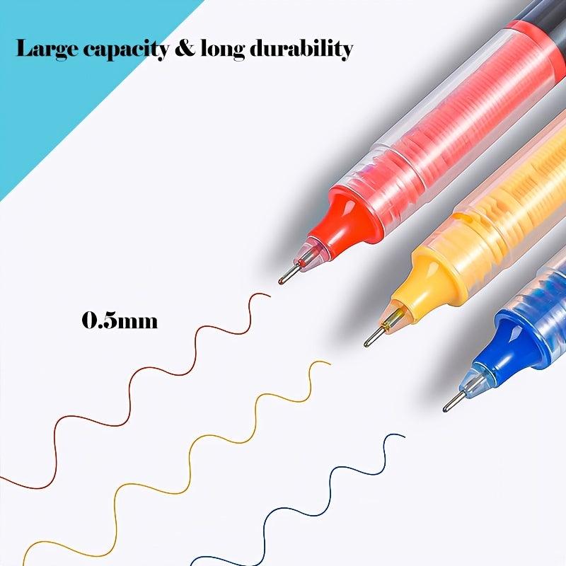 12pcs Liquid Quick Dry Gel Pens 0.5mm Fine Point Colored Signature Pen