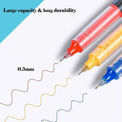 12pcs Liquid Quick Dry Gel Pens 0.5mm Fine Point Colored Signature Pen