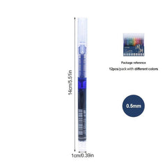 12pcs Liquid Quick Dry Gel Pens 0.5mm Fine Point Colored Signature Pen