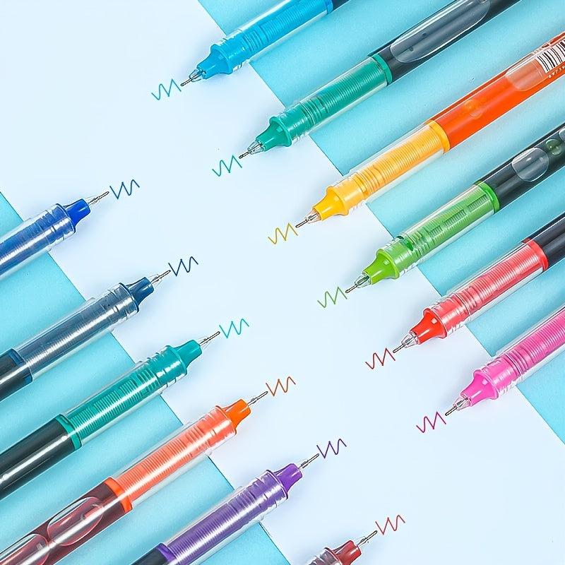 12pcs Liquid Quick Dry Gel Pens 0.5mm Fine Point Colored Signature Pen