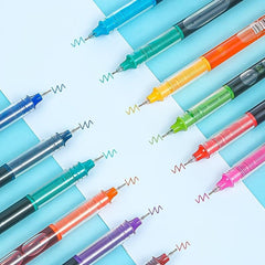 12pcs Liquid Quick Dry Gel Pens 0.5mm Fine Point Colored Signature Pen