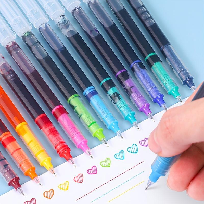 12pcs Liquid Quick Dry Gel Pens 0.5mm Fine Point Colored Signature Pen