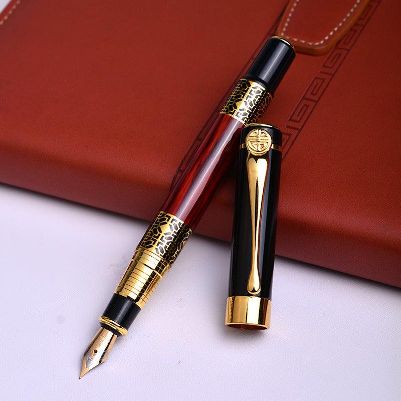 Chinese Style Wood Grain Fountain Pen Calligraphy Signature Gift