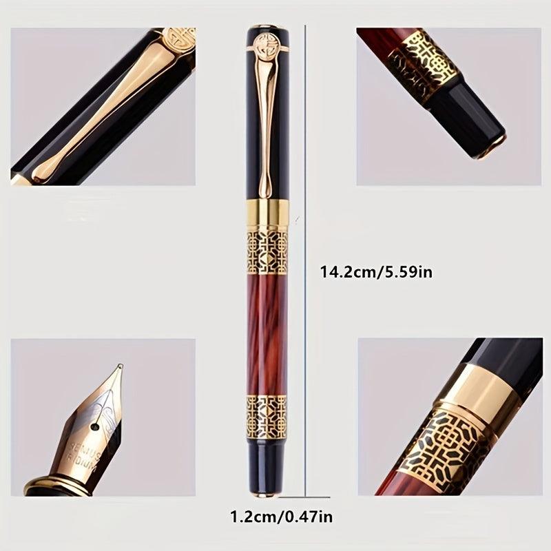 Chinese Style Wood Grain Fountain Pen Calligraphy Signature Gift