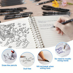 12pcs Erasable Gel Pens Dark Grey 0.5mm Tip Rub Out Pens with Rubber
