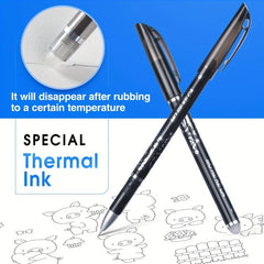 12pcs Erasable Gel Pens Dark Grey 0.5mm Tip Rub Out Pens with Rubber