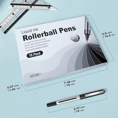 16pcs Rollerball Pen Fine Point 0.5mm Permanent Ballpoint Gel Ink Writing Pens