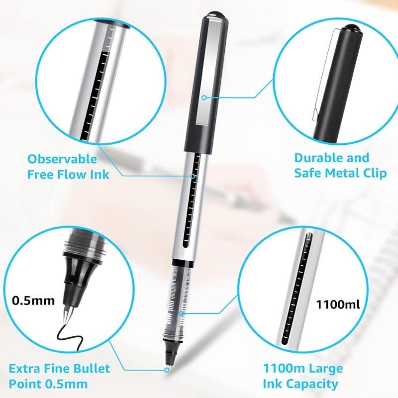 16pcs Rollerball Pen Fine Point 0.5mm Permanent Ballpoint Gel Ink Writing Pens