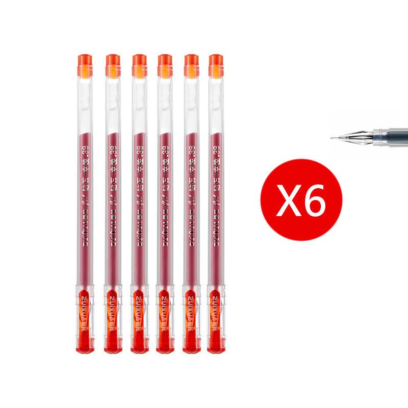 6pcs Large Capacity Crystal Tip Gel Pens 0.38mm Japanese Style