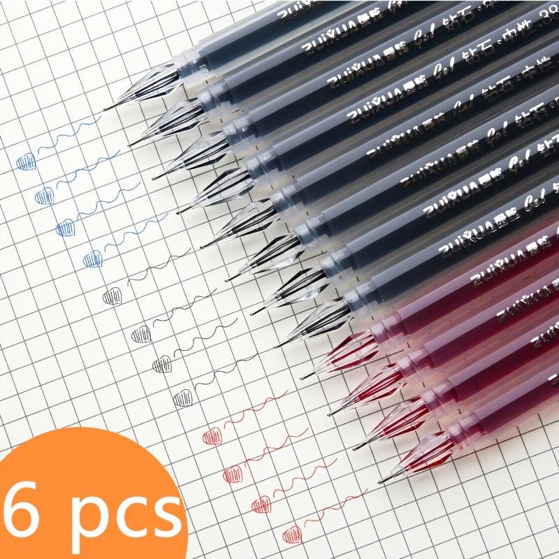 6pcs Large Capacity Crystal Tip Gel Pens 0.38mm Japanese Style