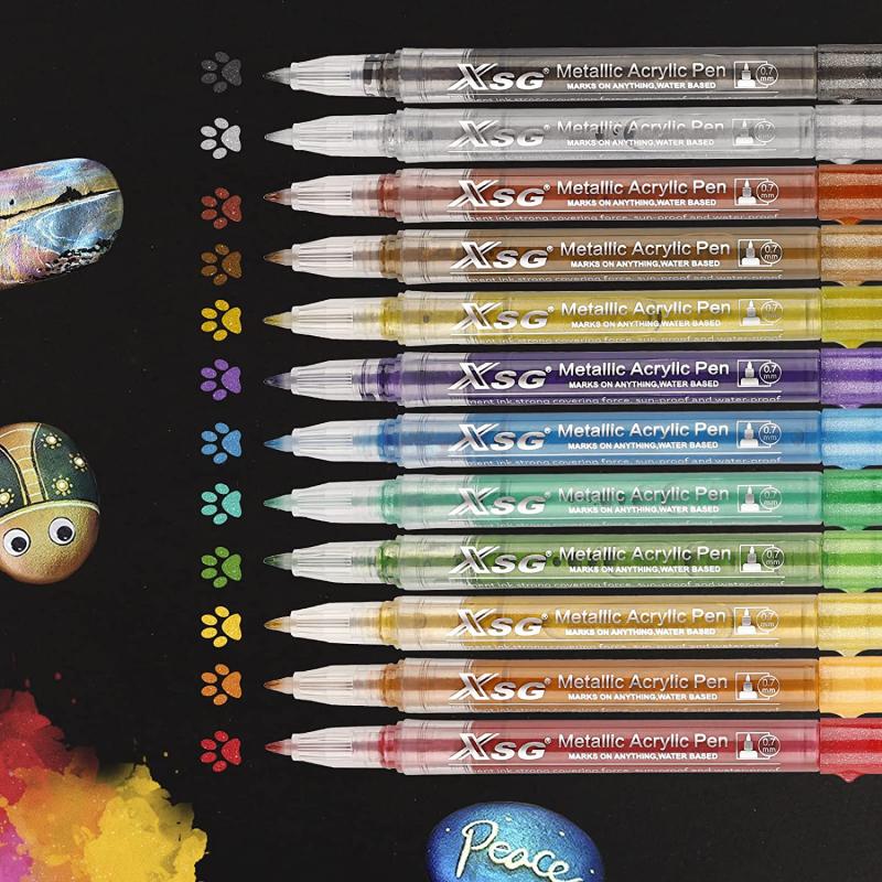 Metallic Acrylic Paint Marker Pens Set of 12