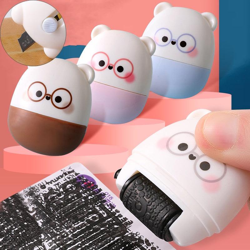 Adorable 2-in-1 Stamp Roller & Metal Cutter for Privacy Protection