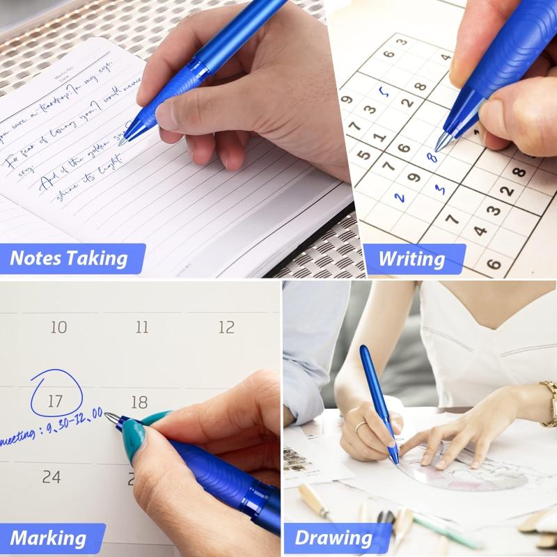 Erasable Ballpoint Pen 0.7mm Rollerball Gel w/ Eraser for School Office Students
