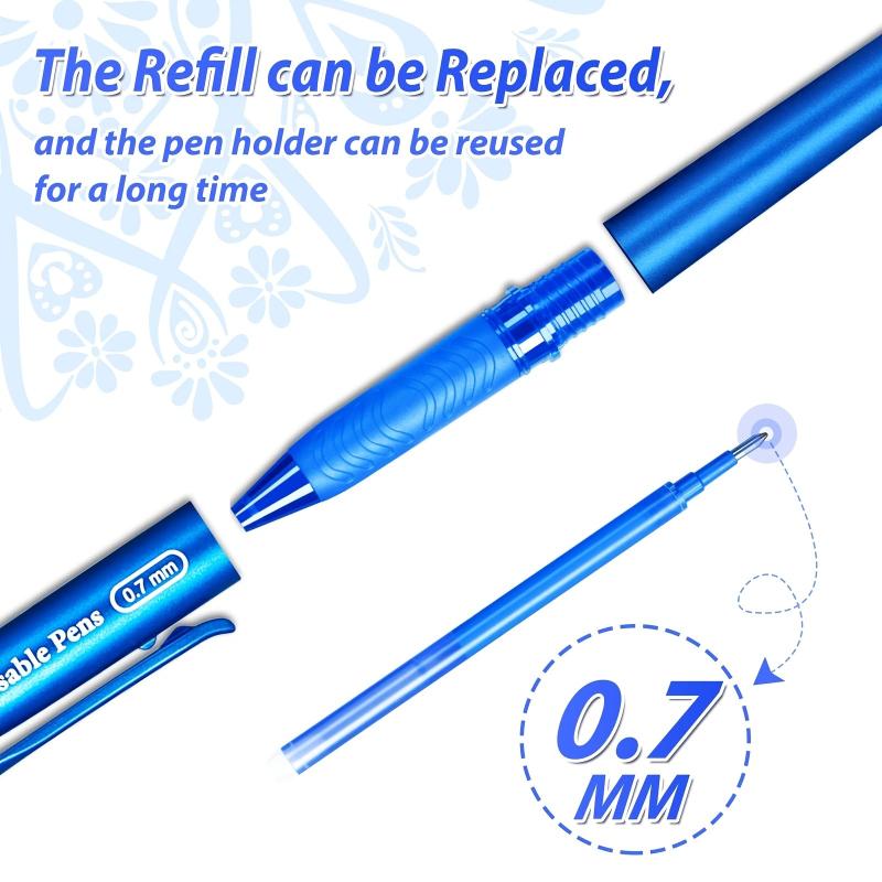 Erasable Ballpoint Pen 0.7mm Rollerball Gel w/ Eraser for School Office Students