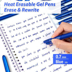 Erasable Ballpoint Pen 0.7mm Rollerball Gel w/ Eraser for School Office Students