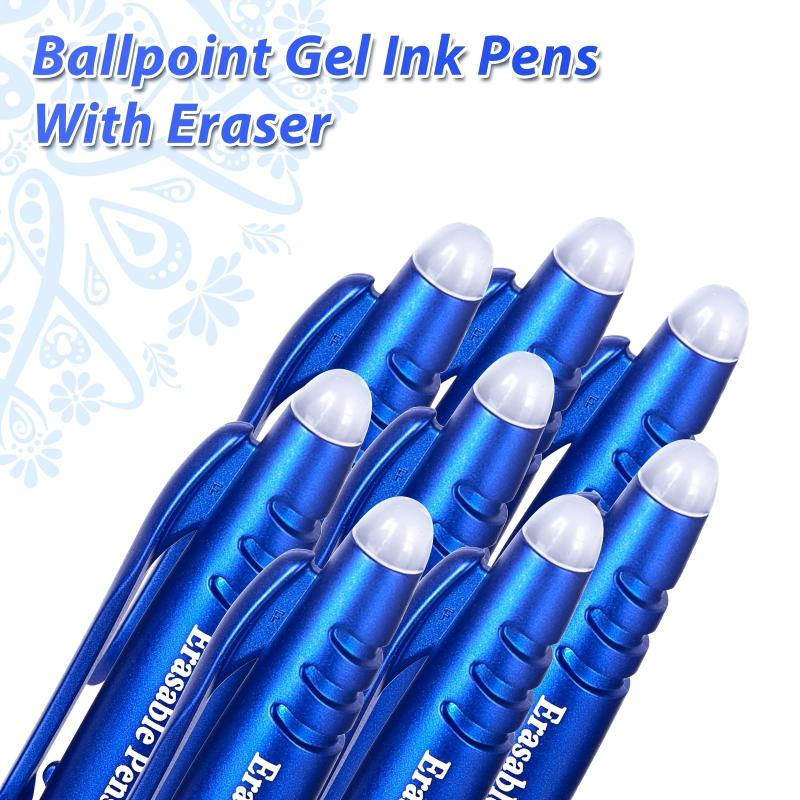 Erasable Ballpoint Pen 0.7mm Rollerball Gel w/ Eraser for School Office Students