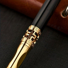 Dragon Head Calligraphy Pen Metal Walking Bead Pen with Carved Beads