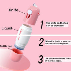 2in1 Thermal Paper Correction Fluid & Font Elimination Tool