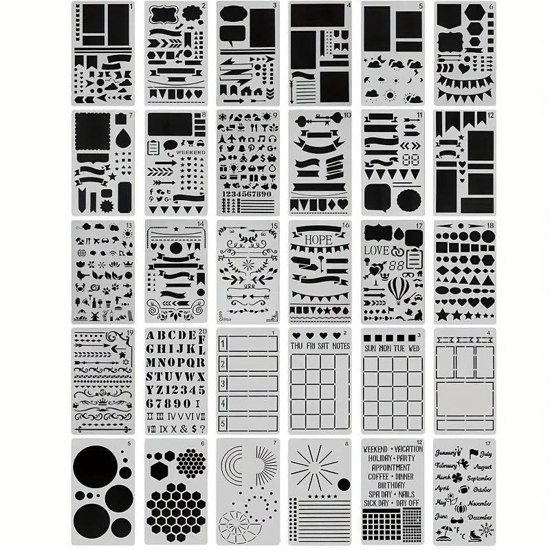 20pcs Journal Stencils Planner Stencils For Bullet Dot Journal Notebook