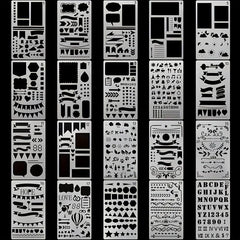 20pcs Journal Stencils Planner Stencils For Bullet Dot Journal Notebook