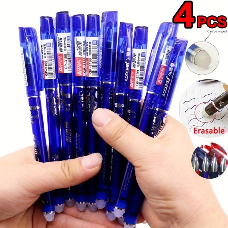 4 Pack Erasable Gel Pens 4 Colors 0.5mm Smooth Writing & Multifunctional