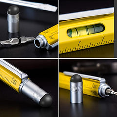6-In-1 Metal Ballpoint Pen w/ Scale Screwdriver Touch Screen Tool