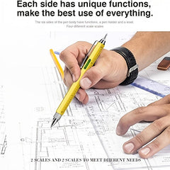 6-In-1 Metal Ballpoint Pen w/ Scale Screwdriver Touch Screen Tool