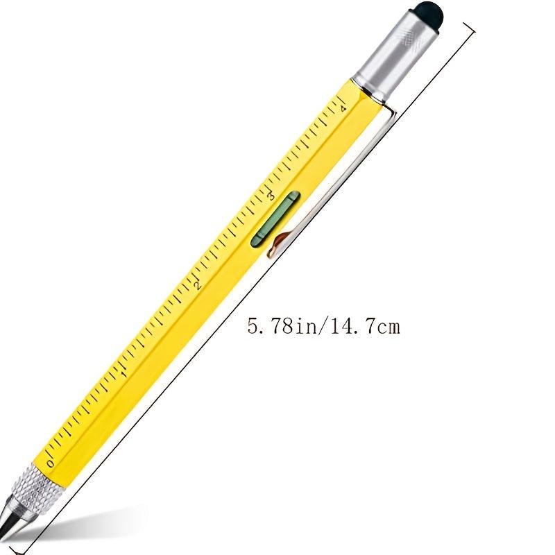 6-In-1 Metal Ballpoint Pen w/ Scale Screwdriver Touch Screen Tool