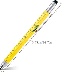 6-In-1 Metal Ballpoint Pen w/ Scale Screwdriver Touch Screen Tool
