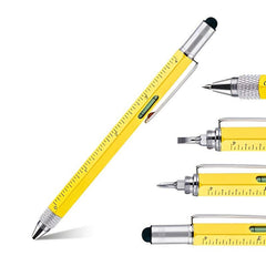 6-In-1 Metal Ballpoint Pen w/ Scale Screwdriver Touch Screen Tool
