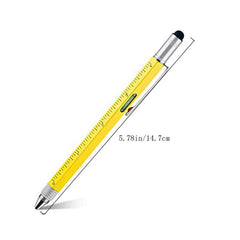 6-In-1 Metal Ballpoint Pen w/ Scale Screwdriver Touch Screen Tool