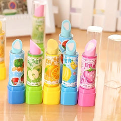 1pc Lipstick Fruit Eraser Plastic Creative Students Stationery