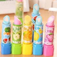 1pc Lipstick Fruit Eraser Plastic Creative Students Stationery