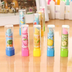 1pc Lipstick Fruit Eraser Plastic Creative Students Stationery