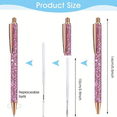 6pcs Bling Diamond Metal Pens for Home School Office Gift Glitter Ballpoint Pens