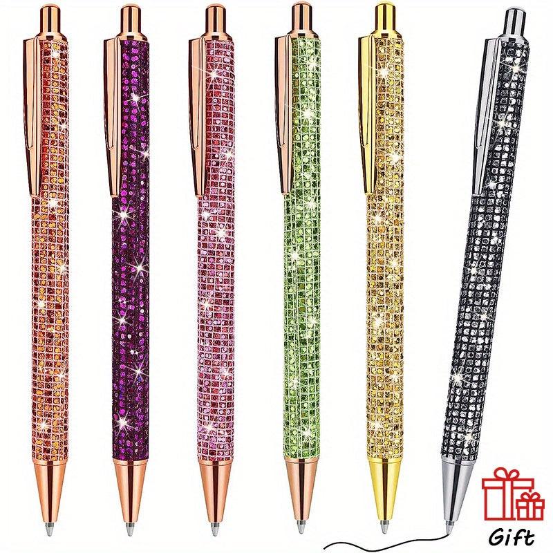6pcs Bling Diamond Metal Pens for Home School Office Gift Glitter Ballpoint Pens