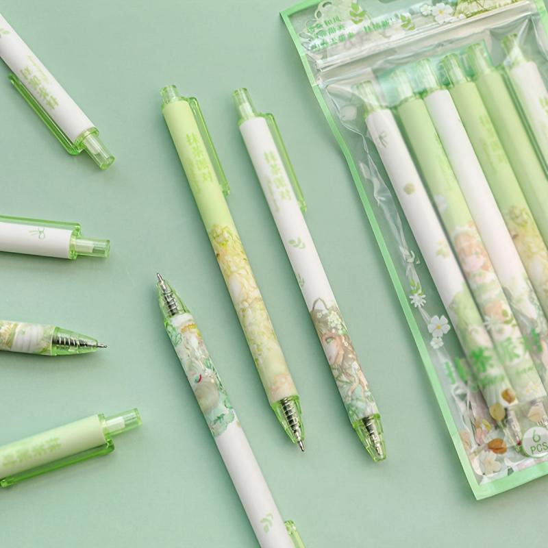 6pcs Matcha Theme Gel Pens for Party Favors & Crafts