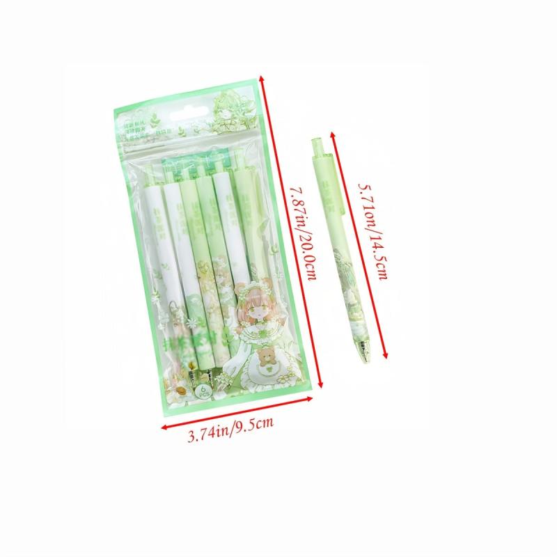 6pcs Matcha Theme Gel Pens for Party Favors & Crafts