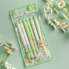 6pcs Matcha Theme Gel Pens for Party Favors & Crafts