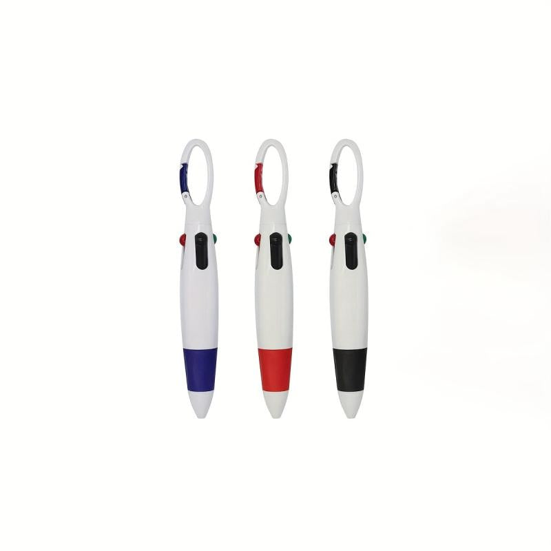 Portable Ballpoint Pen Set with Carabiner - Set of 4 Pens