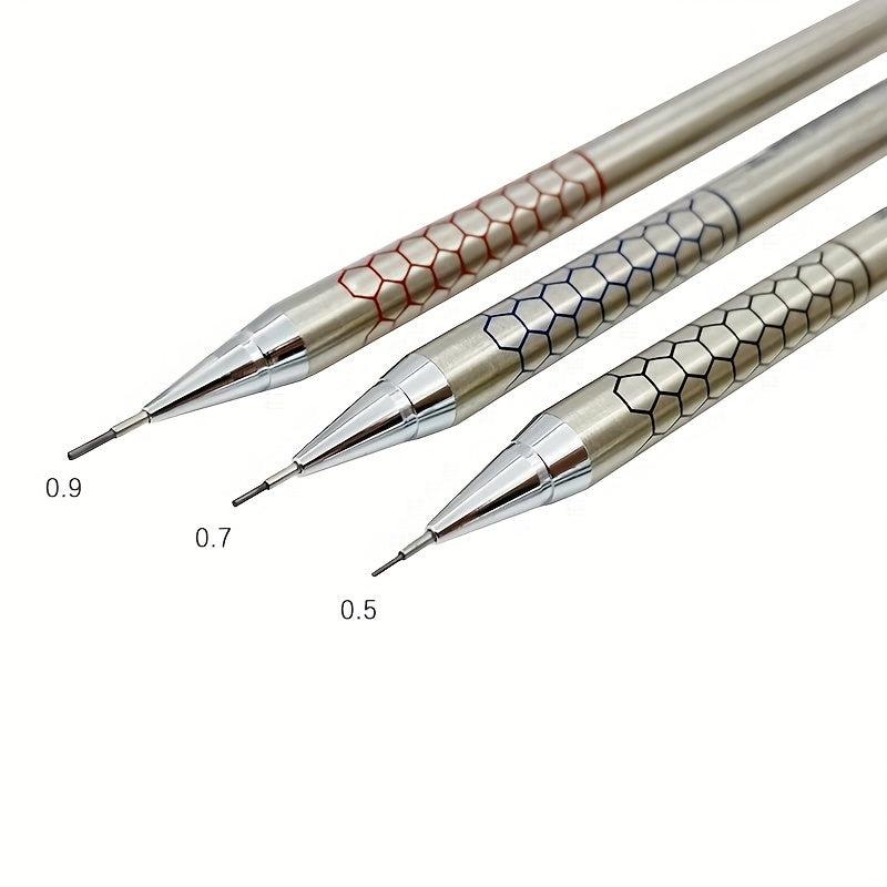 7pcs Metal Mech Pencil Set 0.5 0.7 0.9mm Students Writing Art Drawing