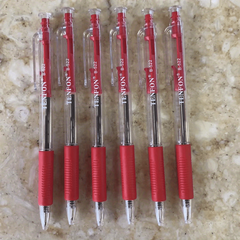 6pcs Red Ink Ballpoint Pens 0.7 Press Type Office Student Stationery