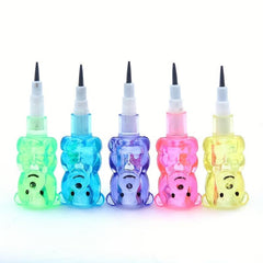 5pcs Stackable Pencils Cartoon Bear Bullet Pencil No Sharpen Replaceable Refill