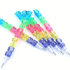 5pcs Stackable Pencils Cartoon Bear Bullet Pencil No Sharpen Replaceable Refill