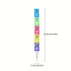 5pcs Stackable Pencils Cartoon Bear Bullet Pencil No Sharpen Replaceable Refill