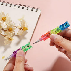5pcs Stackable Pencils Cartoon Bear Bullet Pencil No Sharpen Replaceable Refill