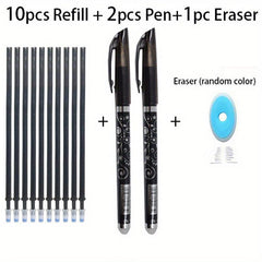 13pcs Erasable Pen Refill & Eraser Set 0.5mm Ink Writing Stationery