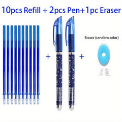 13pcs Erasable Pen Refill & Eraser Set 0.5mm Ink Writing Stationery